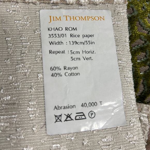 Jim Thompson KHAO ROM  Flocked Geometric Upholstery Fabric Sample 36x26 in - Picture 9 of 16